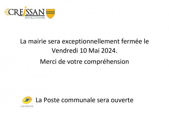 FERMETURE MAIRIE 10 MAI