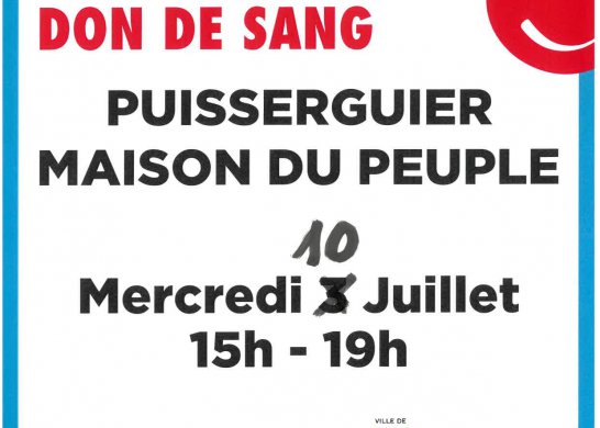DON DE SANG LE 10 JUILLET